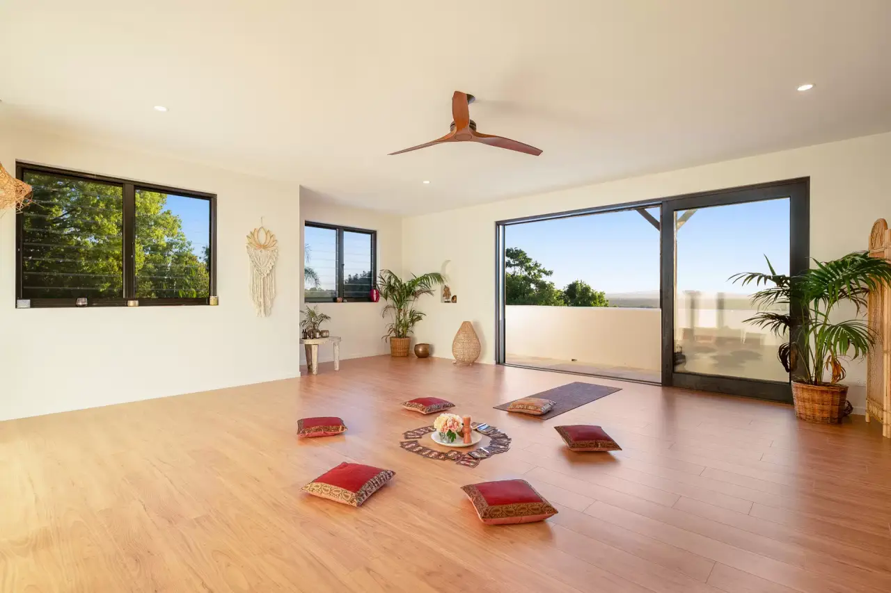 Yoga pavilion with a timber floor